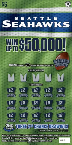 Seattle Seahawks $5 scratch-off ticket