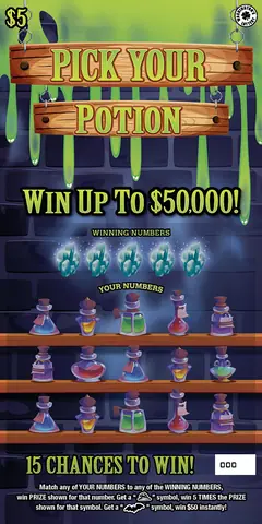 Pick Your Potion $5 scratch-off ticket