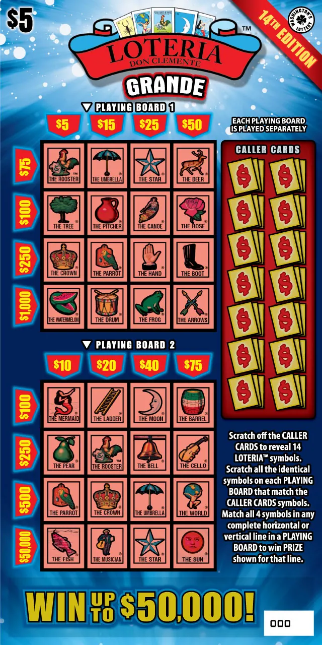 Loteria Grande 14Th Edition $5 Washington scratch-off ticket