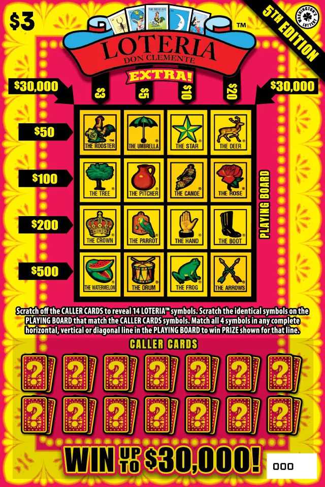 Loteria Extra! 5Th Edition $3 Washington scratch-off ticket