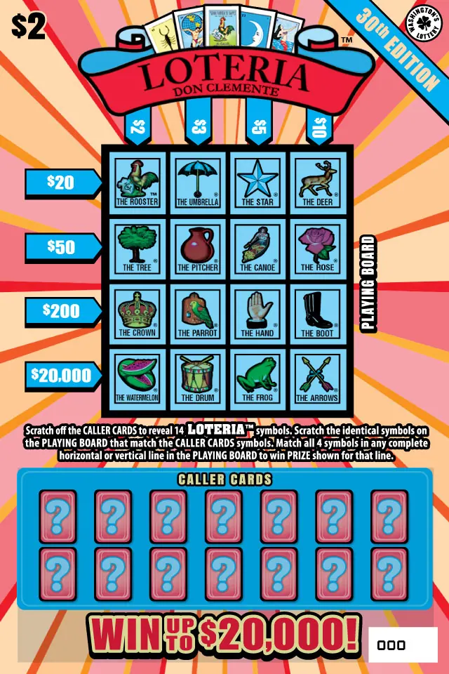 Loteria 30Th Edition $2 Washington scratch-off ticket