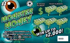 Monster Money $1 scratch-off ticket