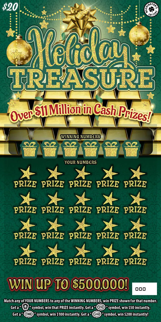 Holiday Treasure $20 Washington scratch-off ticket
