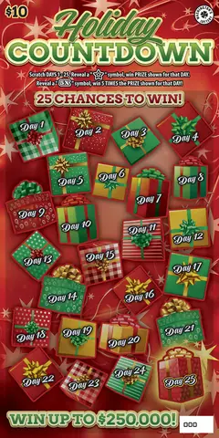 Holiday Countdown $10 scratch-off ticket (image: Washington's Lottery)